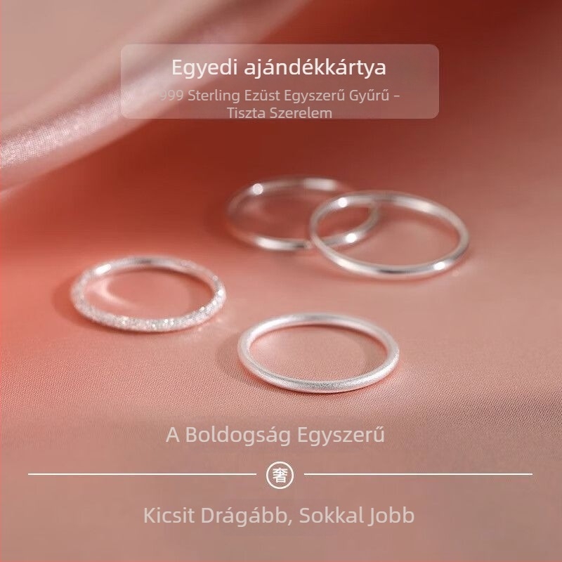 999 tiszta sterling ezüst — uniszex, egyszerű gyűrű, minimalistikus, magas minőségű dizájn mutatóujjhoz