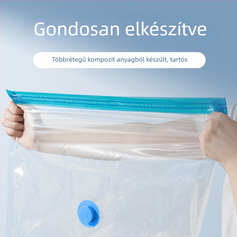 Átlátszó vákuumos tároló tasak ruhákhoz és paplanokhoz, megerősített és megnagyobbított, pumpa beépített, különböző méretek