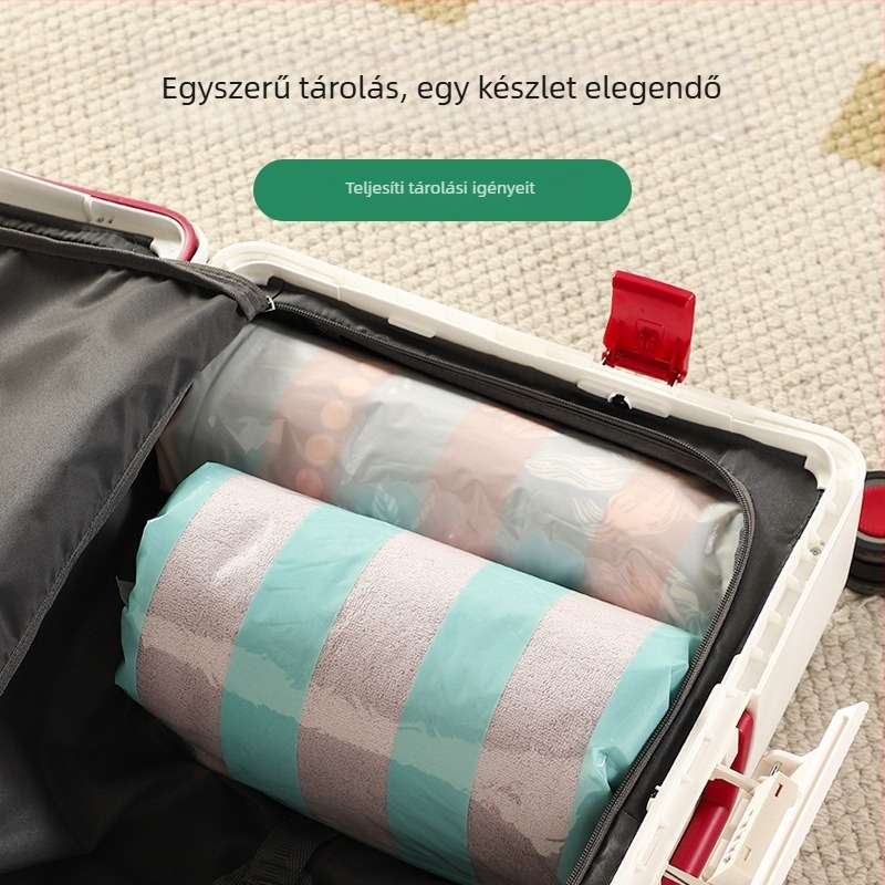 Vákuumos tárolózsák ágyneműhöz, ruházathoz és tollkabátokhoz – görgős típus, pumpa nélkül, utazáshoz
