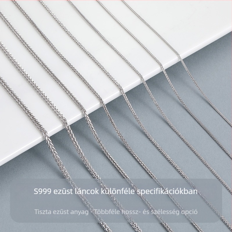 999 ezüst kulcscsont-nyaklánc Chopard lánccal, hosszú, egyszerű, uniszex, 41–50 cm