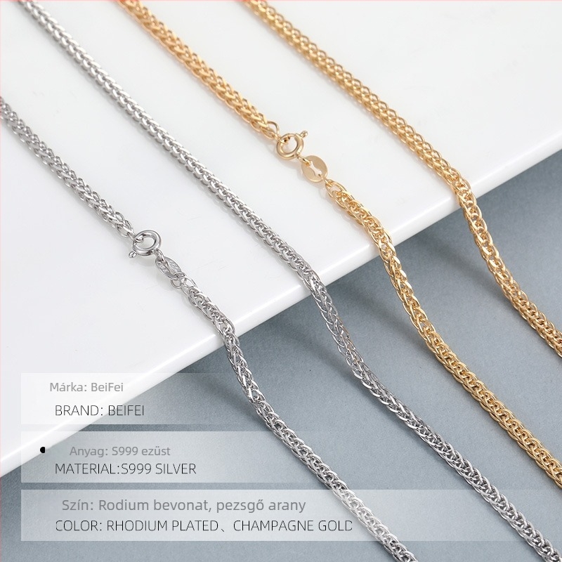 999 ezüst kulcscsont-nyaklánc Chopard lánccal, hosszú, egyszerű, uniszex, 41–50 cm