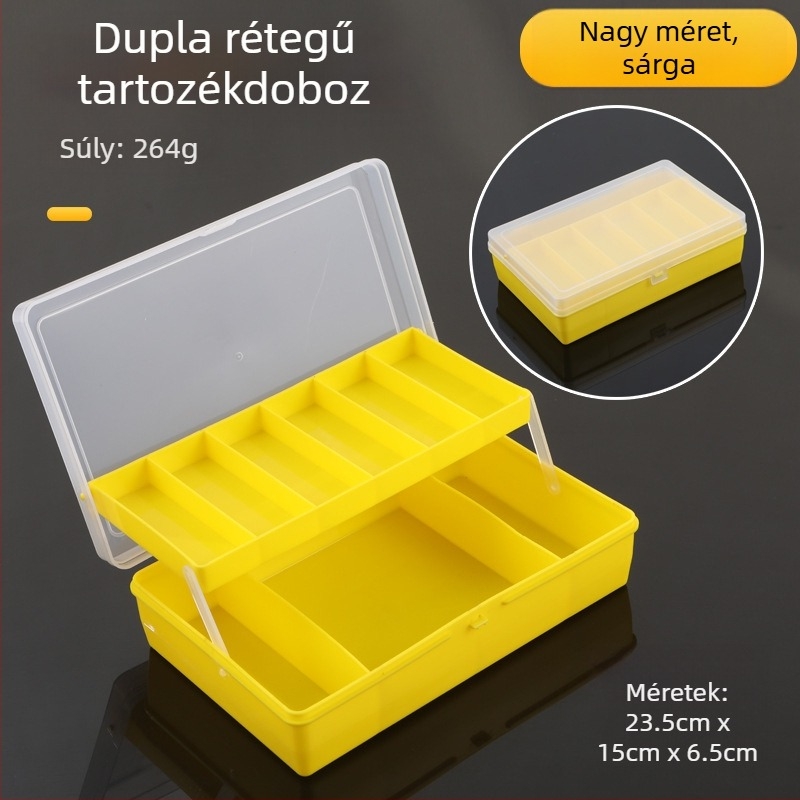 Kettős rétegű kompakt horgász kellék doboz horogok és műcsalik tárolására