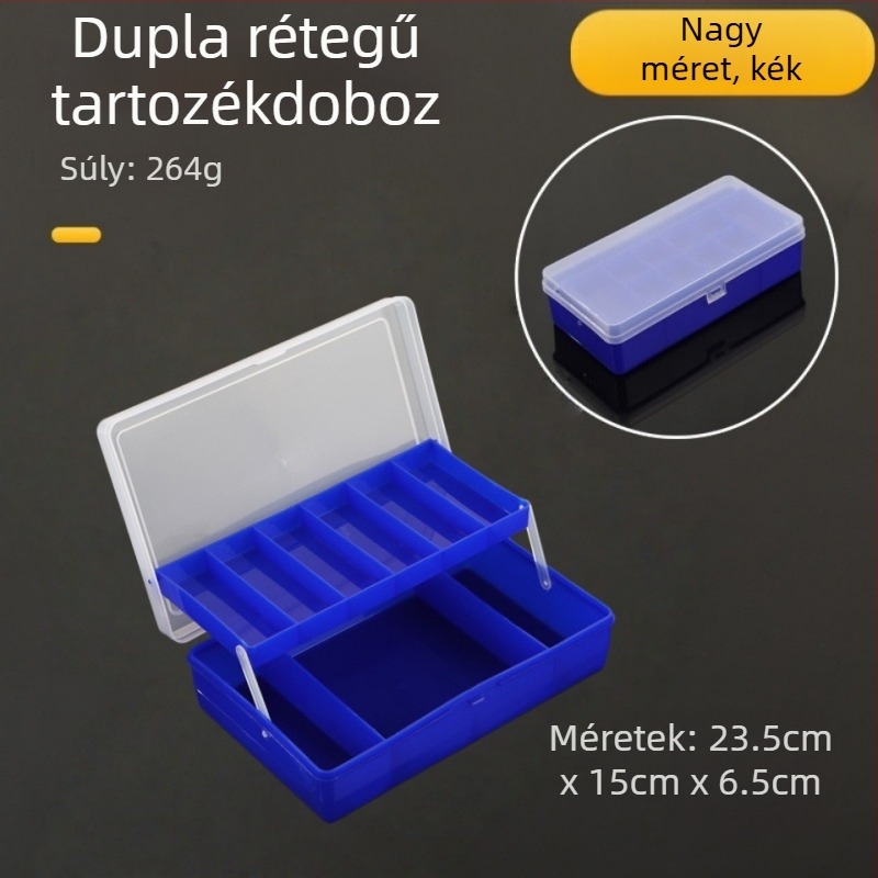 Kettős rétegű kompakt horgász kellék doboz horogok és műcsalik tárolására