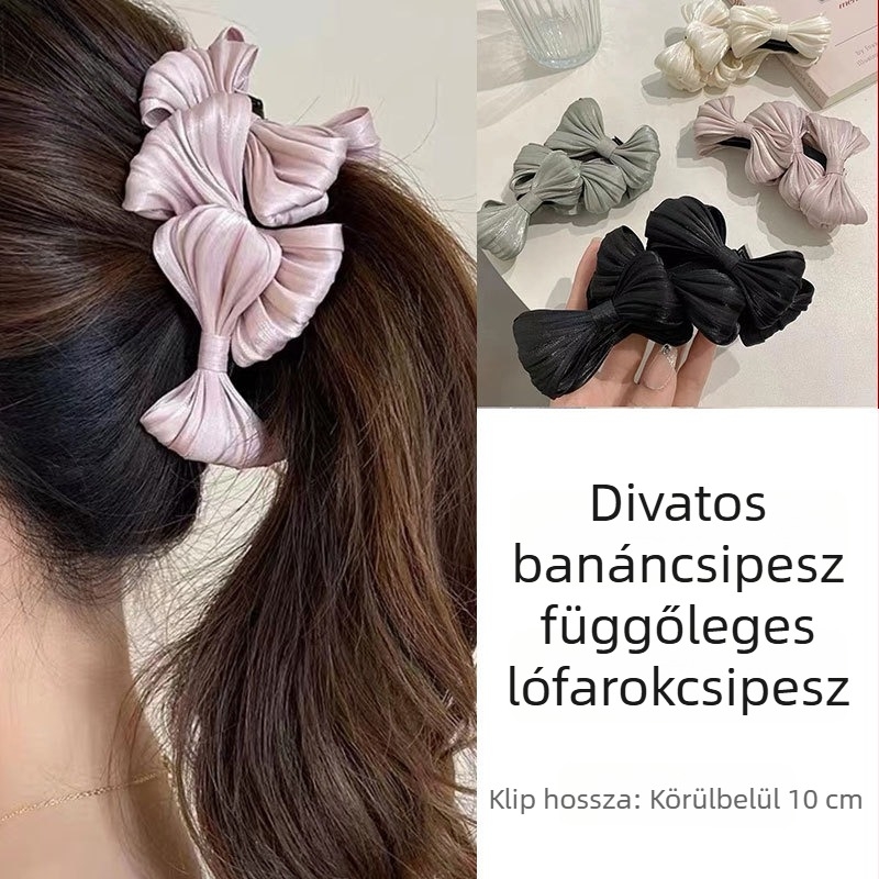Fekete pillangó alakú hajcsat a tarkóhoz, könnyen használható banán klipsz magas copfhoz, női hajdísz, kézzel készített műanyagból