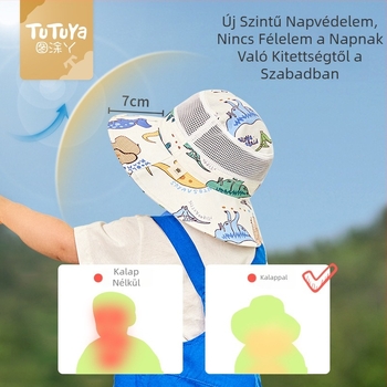 Tu tu ya gyerekek napellenző sapka – széles karimával, uniszex, halász stílus, 1–4 éveseknek, pamut, jacquard hímzés