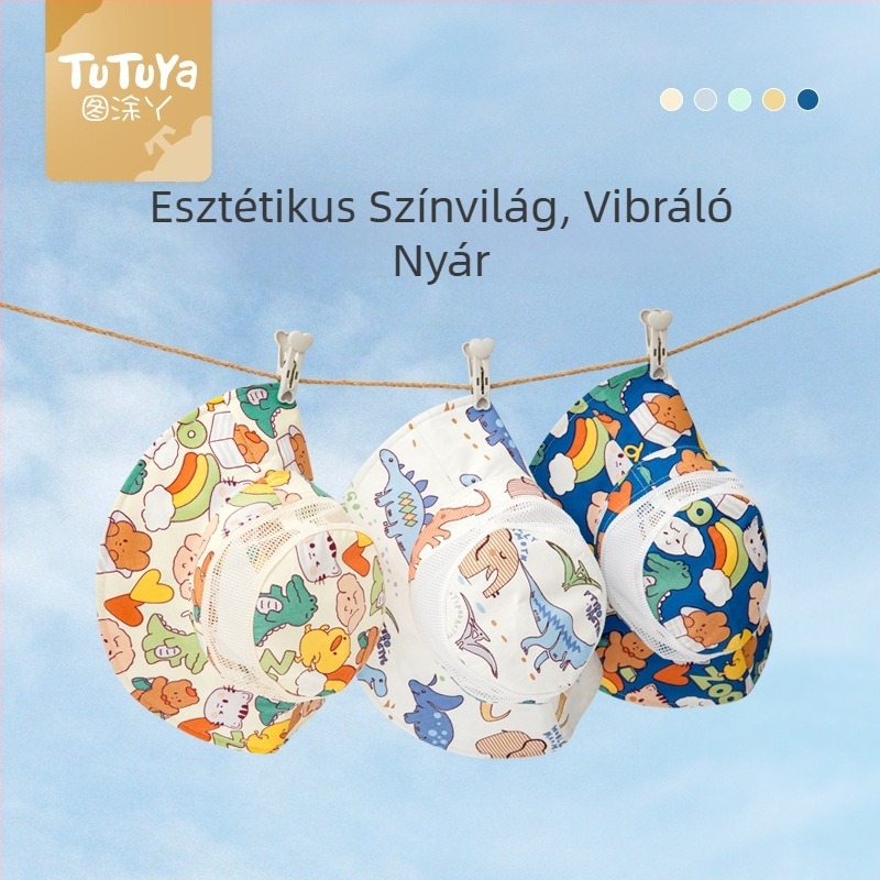 Tu tu ya gyerekek napellenző sapka – széles karimával, uniszex, halász stílus, 1–4 éveseknek, pamut, jacquard hímzés