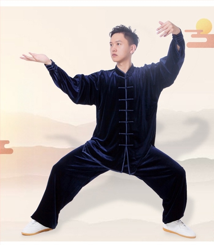 Uniszex Tai Chi ruházat arany bársonyos béléssel, vastag őszi-téli edzésre