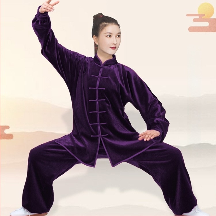 Uniszex Tai Chi ruházat arany bársonyos béléssel, vastag őszi-téli edzésre