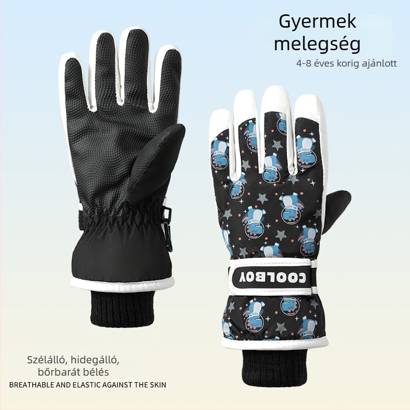 Gyerek síkesztyűk, melegek, vízállóak, béléses téli viselet, 4–8 éveseknek