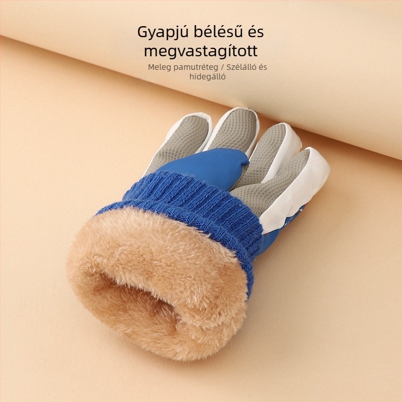 Gyerek síkesztyűk, melegek, vízállóak, béléses téli viselet, 4–8 éveseknek