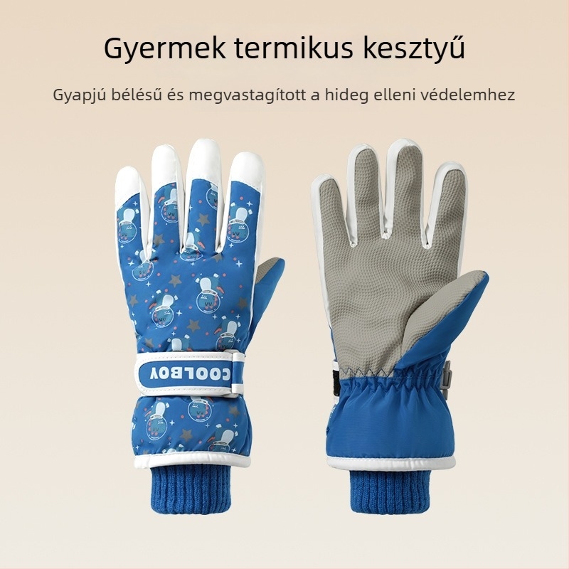 Gyerek síkesztyűk, melegek, vízállóak, béléses téli viselet, 4–8 éveseknek