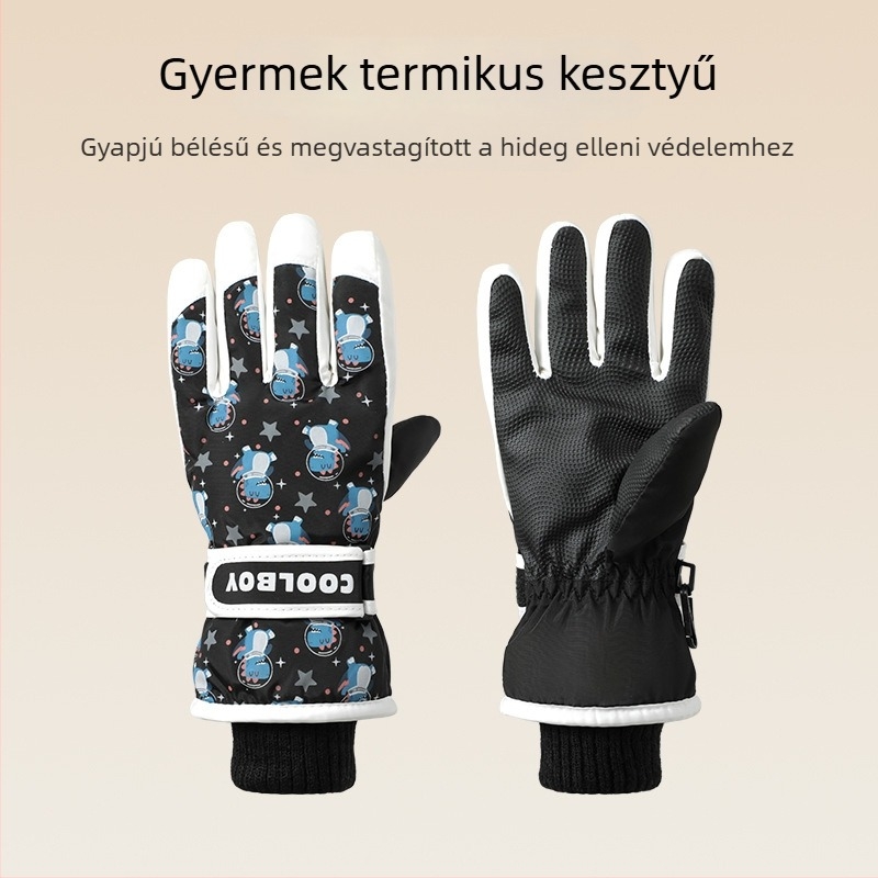 Gyerek síkesztyűk, melegek, vízállóak, béléses téli viselet, 4–8 éveseknek