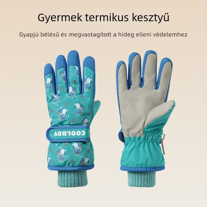 Gyerek síkesztyűk, melegek, vízállóak, béléses téli viselet, 4–8 éveseknek