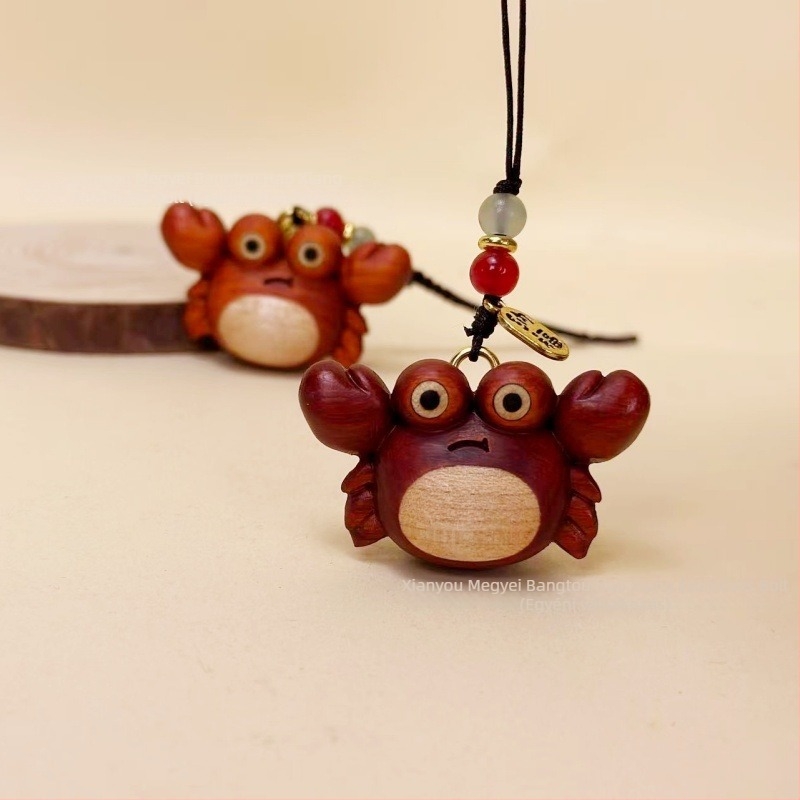 Rózsafa kulcstartó, aranyos kis rákkal, USB medál, köszönő ajándék