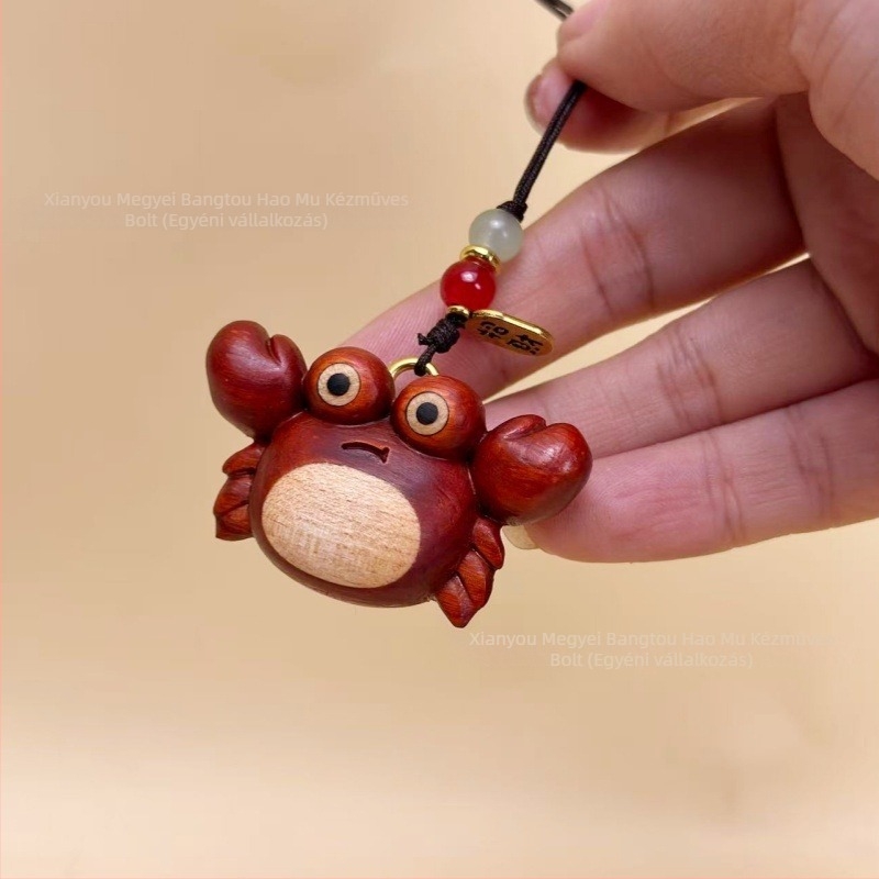 Rózsafa kulcstartó, aranyos kis rákkal, USB medál, köszönő ajándék
