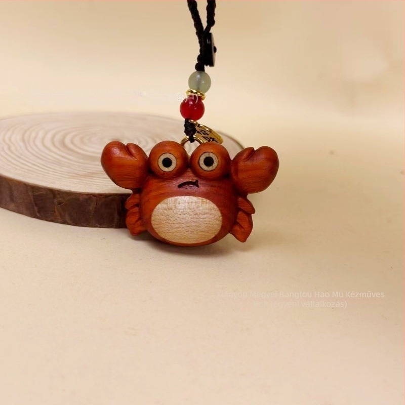 Rózsafa kulcstartó, aranyos kis rákkal, USB medál, köszönő ajándék