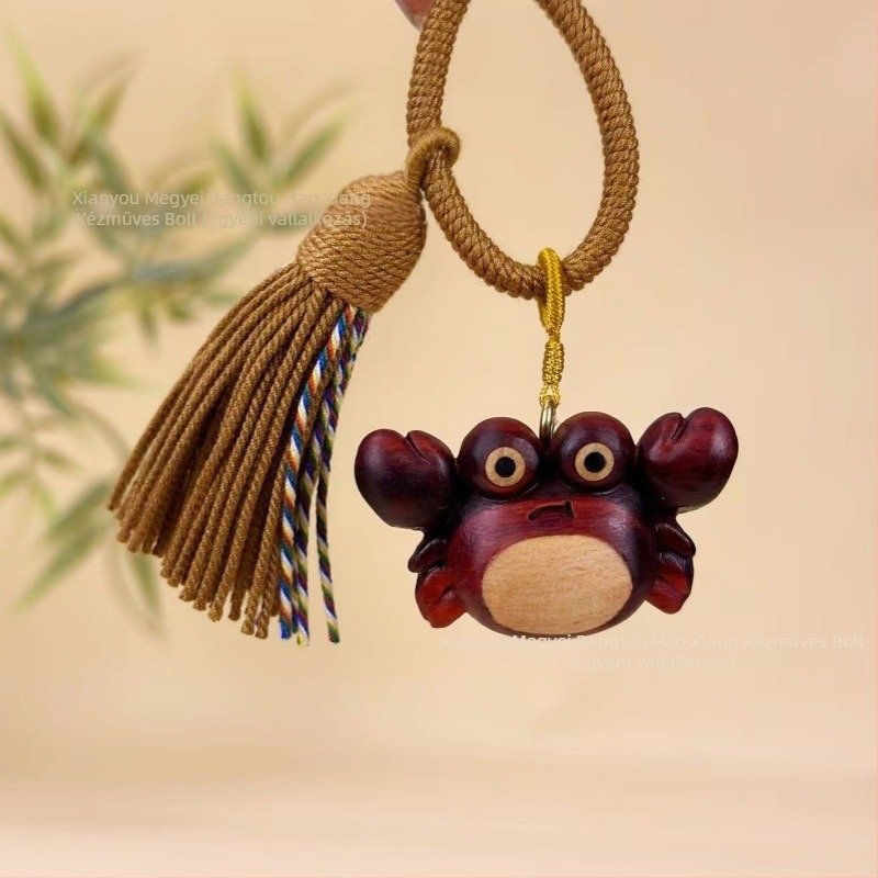 Rózsafa kulcstartó, aranyos kis rákkal, USB medál, köszönő ajándék