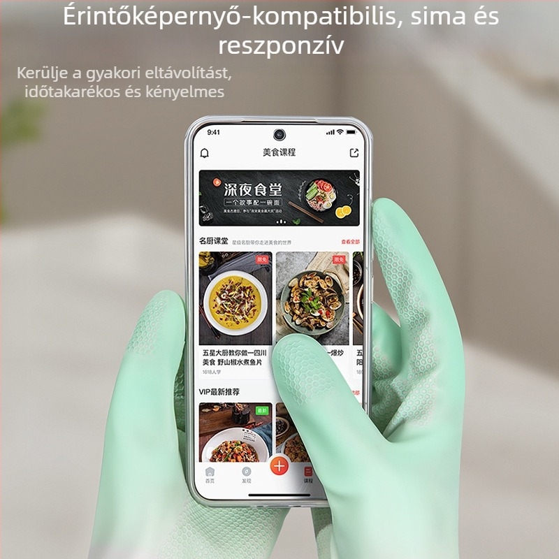Konyhai mosogatáshoz való kesztyűk — tartósak, vastagabbak, vízállóak és csúszásmentesek, PVC anyagú