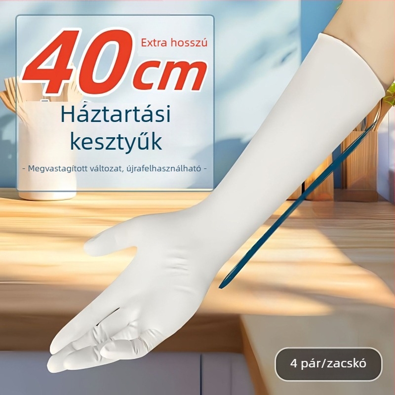 16 hüvelykes nitril kesztyűk, hosszú, vízálló, vastagított, élelmiszerbiztonsági minőségű, mosogatáshoz és háztartási használathoz