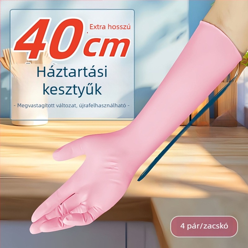 16 hüvelykes nitril kesztyűk, hosszú, vízálló, vastagított, élelmiszerbiztonsági minőségű, mosogatáshoz és háztartási használathoz