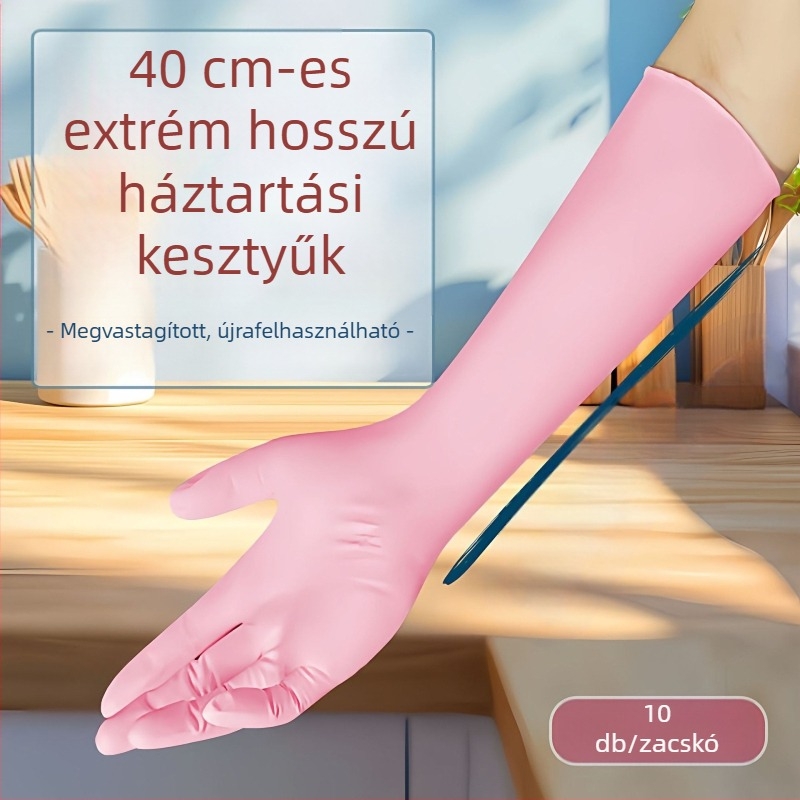 16 hüvelykes nitril kesztyűk, hosszú, vízálló, vastagított, élelmiszerbiztonsági minőségű, mosogatáshoz és háztartási használathoz