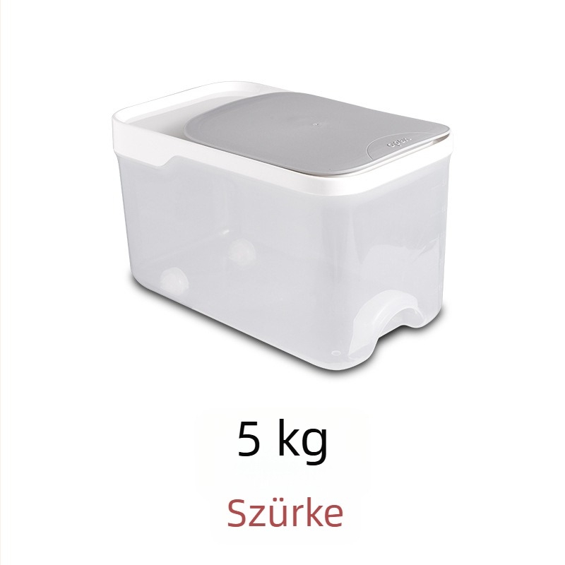Műanyag rizstároló mérőkanállal, légmentesen zárható, nedvességálló, többfunkciós rizstároló