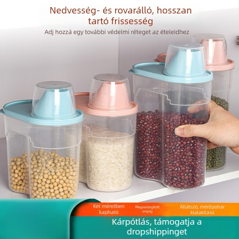 Huihai Zárható tárolóedény gabonák és rizs számára, rovar- és nedvességálló, műanyag