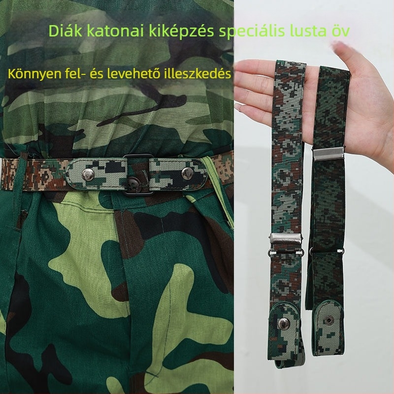 Kamufláž öv fiatalkorúaknak PU bőrből, vas csattal, preppy stílus