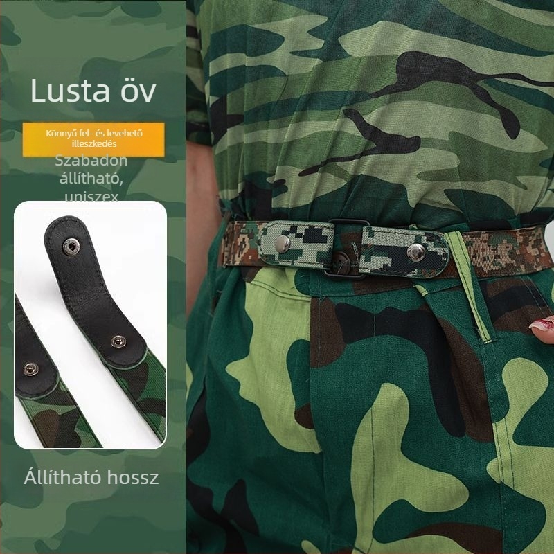 Kamufláž öv fiatalkorúaknak PU bőrből, vas csattal, preppy stílus