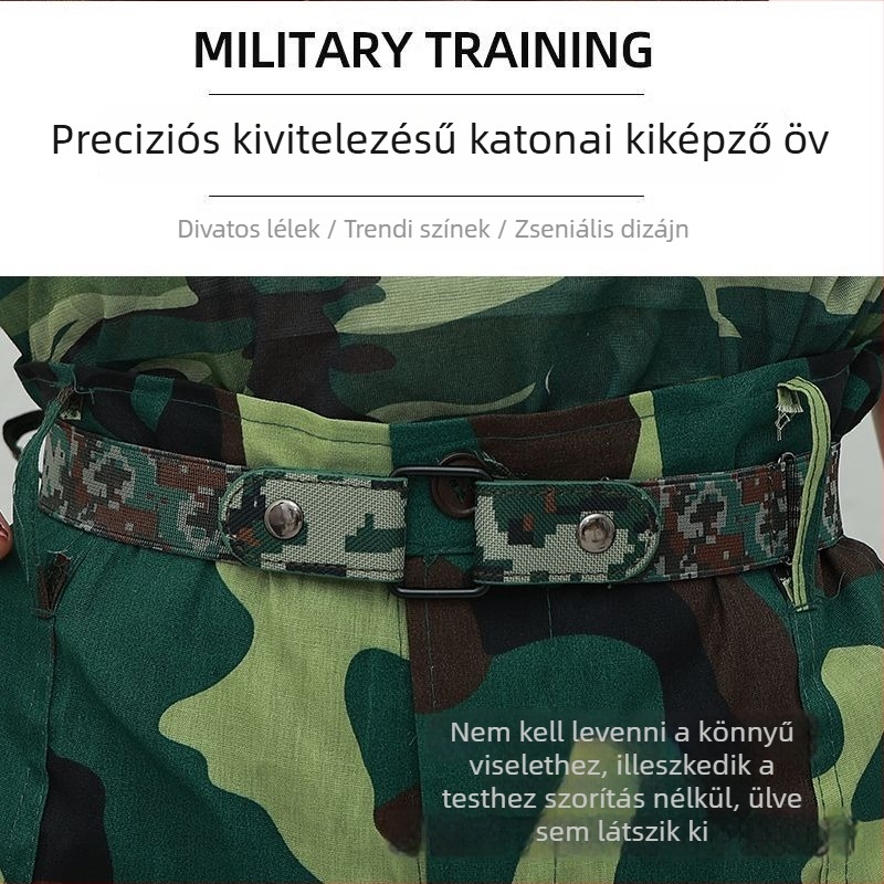 Kamufláž öv fiatalkorúaknak PU bőrből, vas csattal, preppy stílus