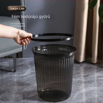 Nagy átlátszó műanyag szemetes edény háztartási használatra – nappali, konyha, fürdőszoba, fedél nélküli