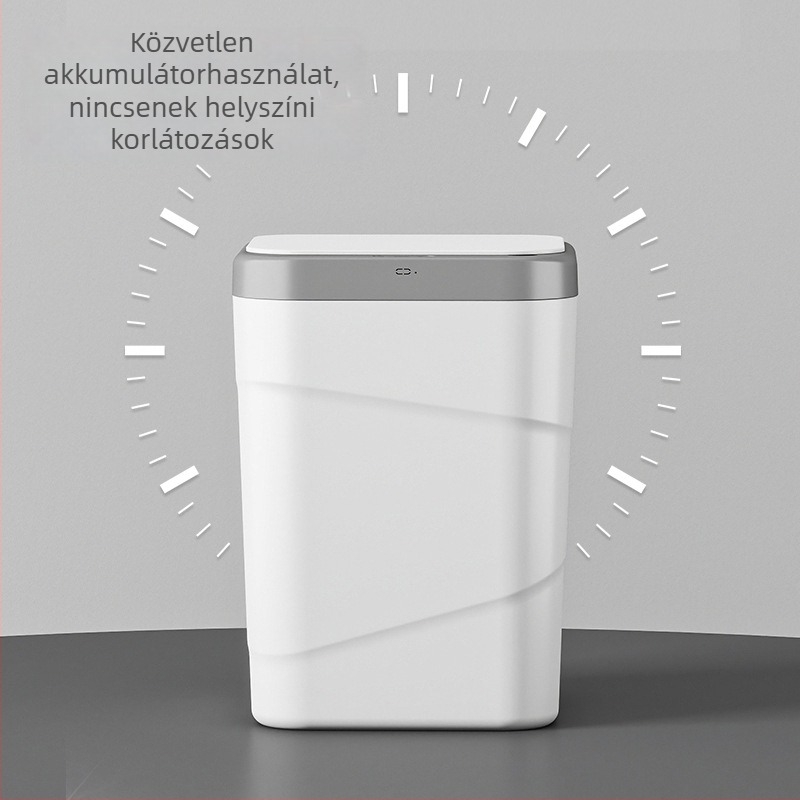 Intelligens szenzoros kuka indukciós nyitással, 9–12 L, négyzet alakú műanyag kuka, konyha, nappali, iroda