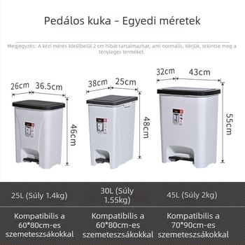 Nordic stílusú pedálos műanyag szemetes, 25–30 L, otthonra, iskolába és irodába