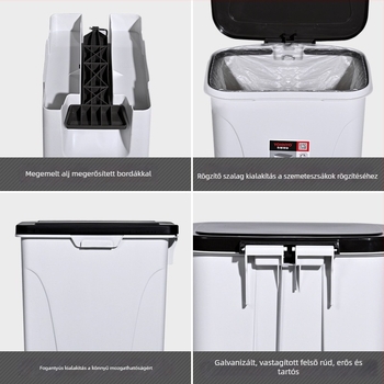 Nordic stílusú pedálos műanyag szemetes, 25–30 L, otthonra, iskolába és irodába
