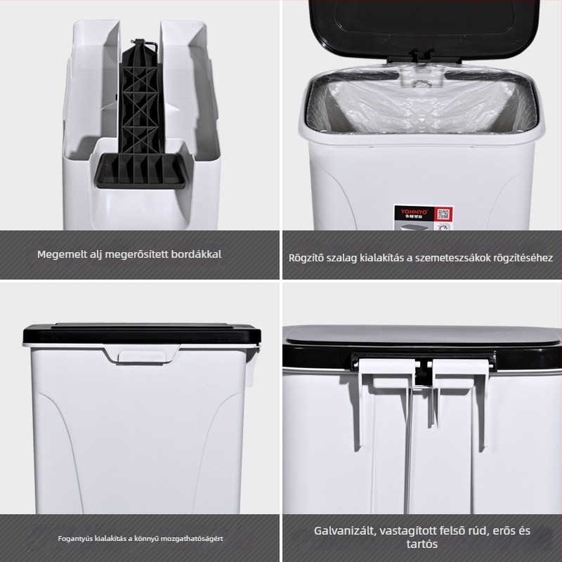 Nordic stílusú pedálos műanyag szemetes, 25–30 L, otthonra, iskolába és irodába