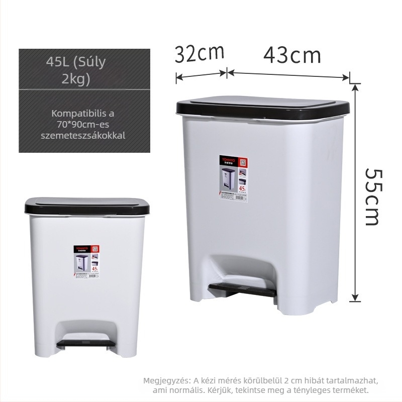 Nordic stílusú pedálos műanyag szemetes, 25–30 L, otthonra, iskolába és irodába