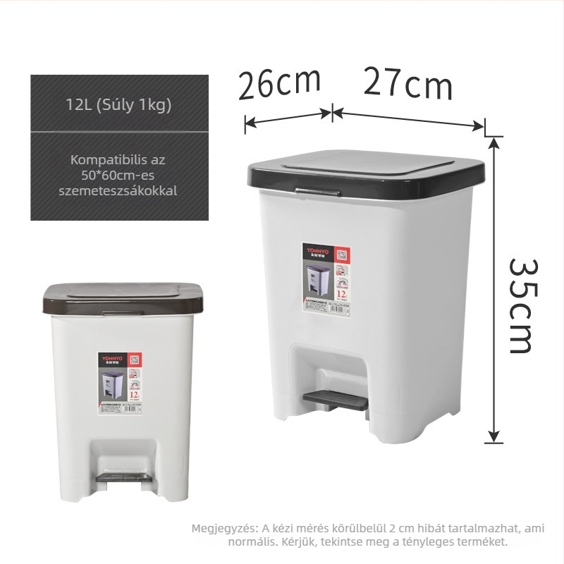 Nordic stílusú pedálos műanyag szemetes, 25–30 L, otthonra, iskolába és irodába