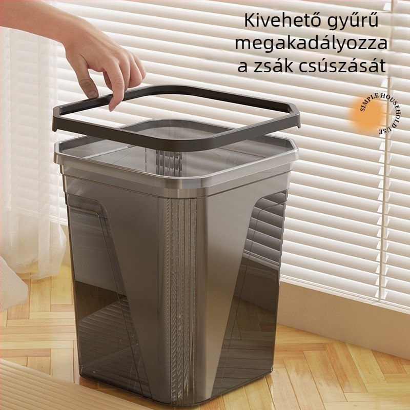 8 literes négyszögletes otthoni szemetes, fedél nélküli, PP műanyagból