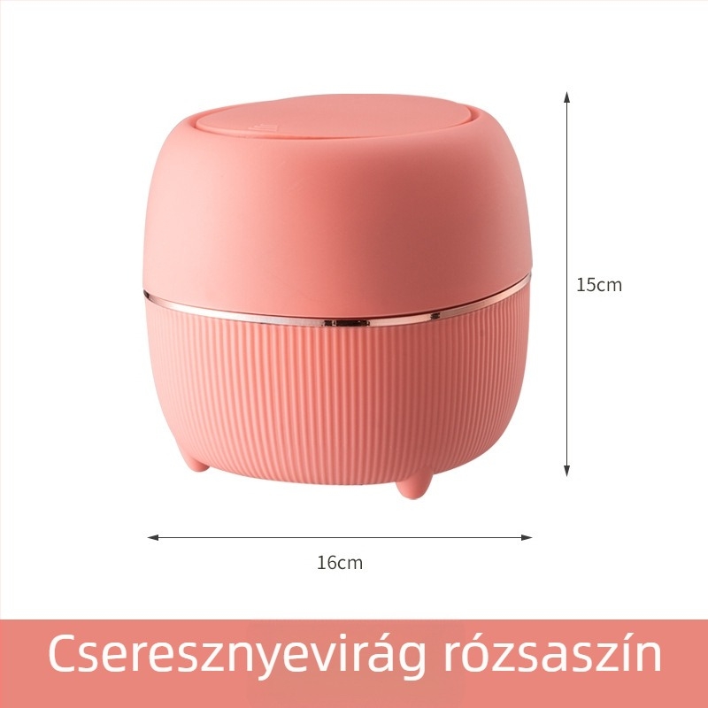 Asztali szemetes nyomógombos kivitel — ovális, műanyag, 4 L kapacitású, otthonra, irodába és autóba