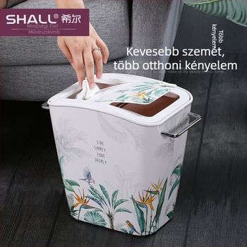 Megvastagított melamin szemetes fedéllel, háztartási használatra, hosszú hengeres kialakítás, konyha, nappali, kültér, fürdőszoba, 4 L