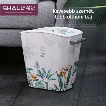 Megvastagított melamin szemetes fedéllel, háztartási használatra, hosszú hengeres kialakítás, konyha, nappali, kültér, fürdőszoba, 4 L