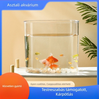Átlátszó ovális fürdőszobai szemetes aranyhalas akvárium-stílusú dizájnnal