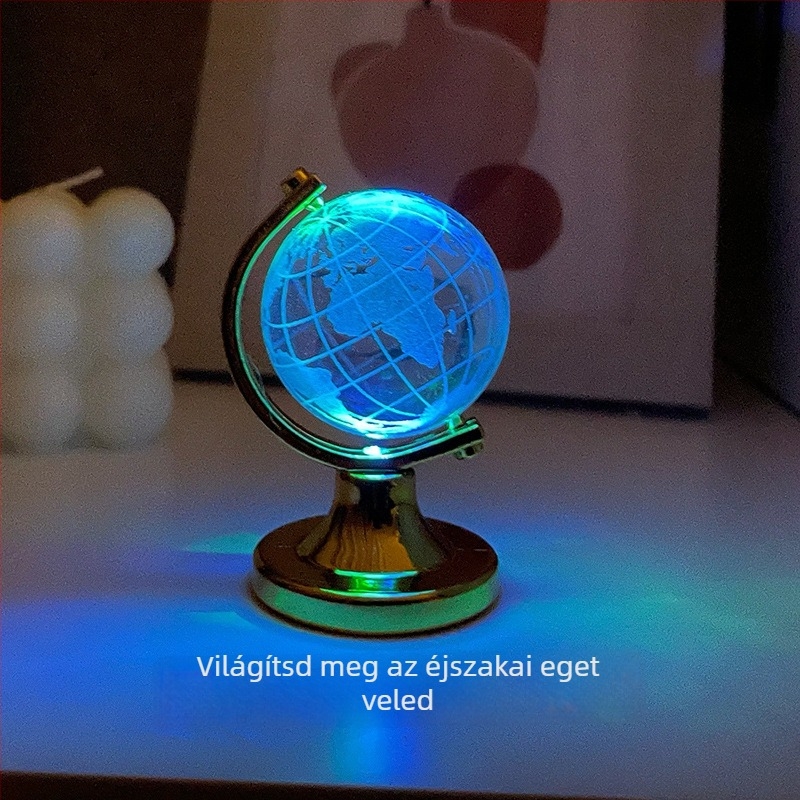 LED-es világító kristálygömb dísz asztalra vagy hálószobába — ajándék osztálytársaknak, tanároknak és legjobb barátnőknek