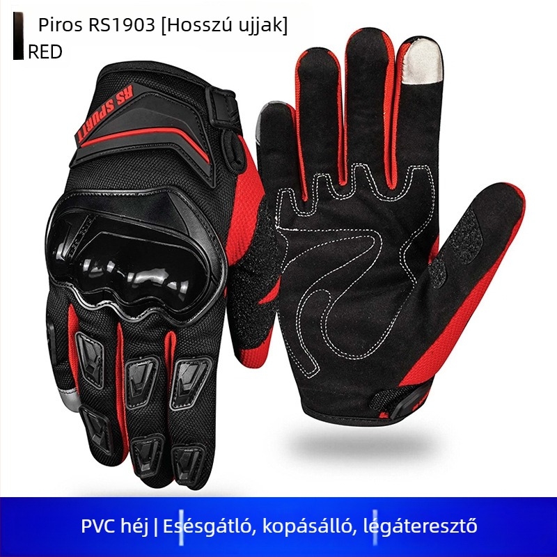 Uniszex motorkerékpáros kesztyű nyárra – lélegző, kopásálló, csúszásmentes, érintőképernyő-kompatibilis