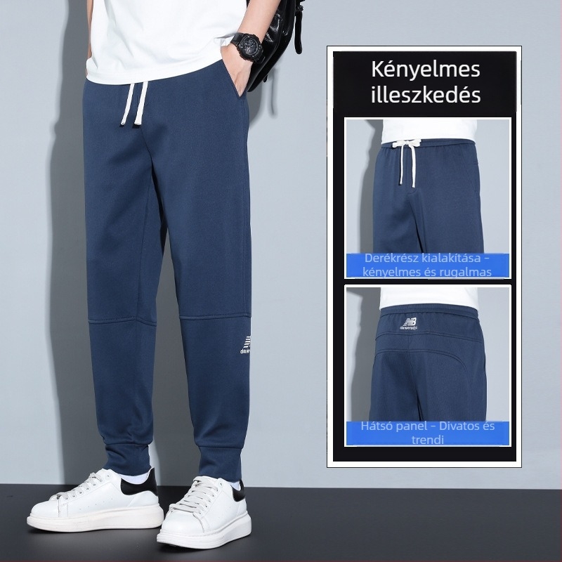 Férfi slim fit jogger nadrág tavasz–nyárra, mindennapi sportos nadrág övvel