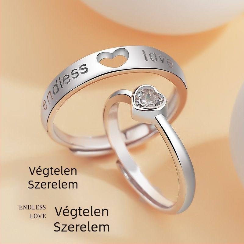 Szív alakú páros gyűrűk, uniszex, minimalist stílusú divat ékszerek Valentin-napra