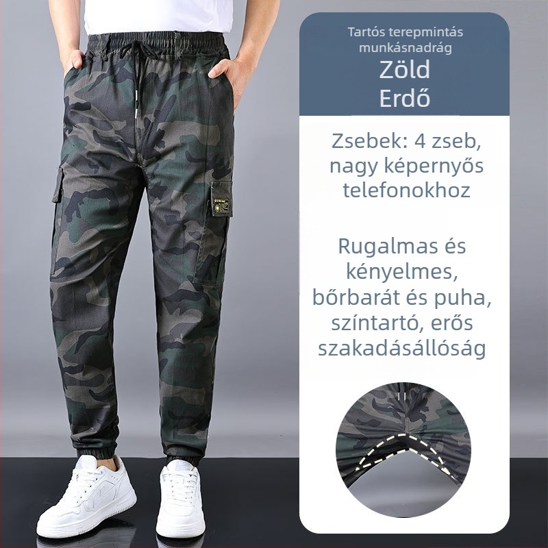 Férfi munkásnadrág, nyári vékony, lélegző, laza szabás, több zsebbel