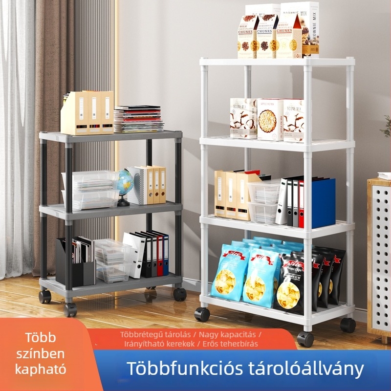 Egyszerű hálós tároló kocsi konyhához és fürdőszobához, többszintes cipő- és tárolólap