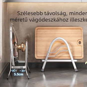 Extra vastag rozsdamentes acél fedő- és vágódeszka tartó, konyhai munkapult tároló