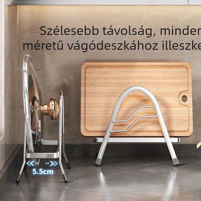 Extra vastag rozsdamentes acél fedő- és vágódeszka tartó, konyhai munkapult tároló